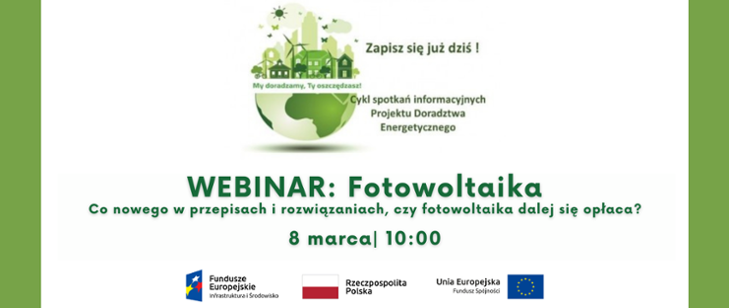 NFOŚiGW zaprasza na webinarium - Fotowoltaika – co nowego w przepisach i rozwiązaniach, czy fotowoltaika dalej się opłaca? [źródło: www.gov.pl]