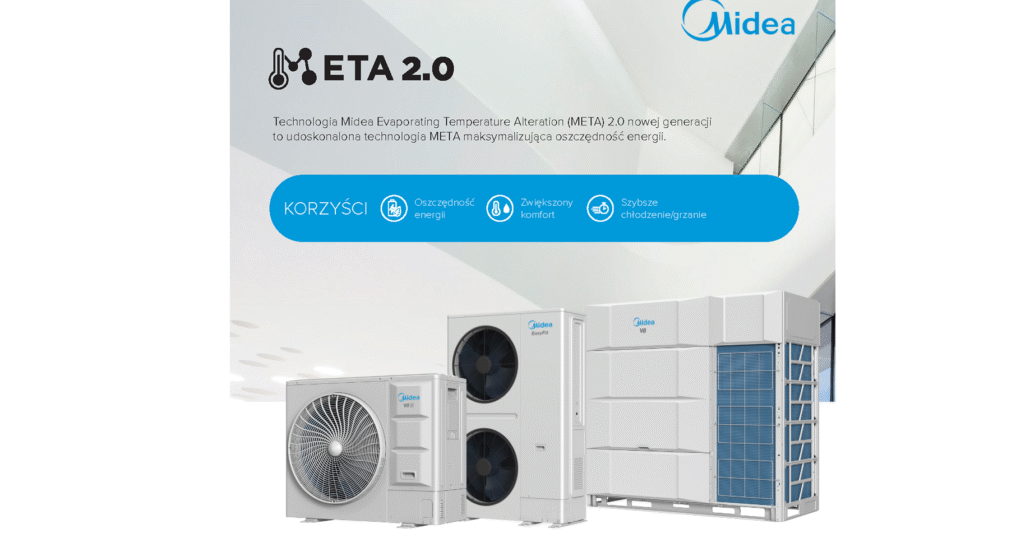 Technologia META 2.0 w systemie VRF Midea V8 - wpływ na projektowanie i eksploatację instalacji