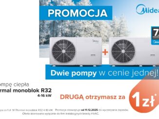 Promocja „Kup pompę ciepła M-Thermal monoblok R32 4-16 kW, drugą otrzymasz za 1 zł” - atrakcyjna oferta Midea dla branży HVAC