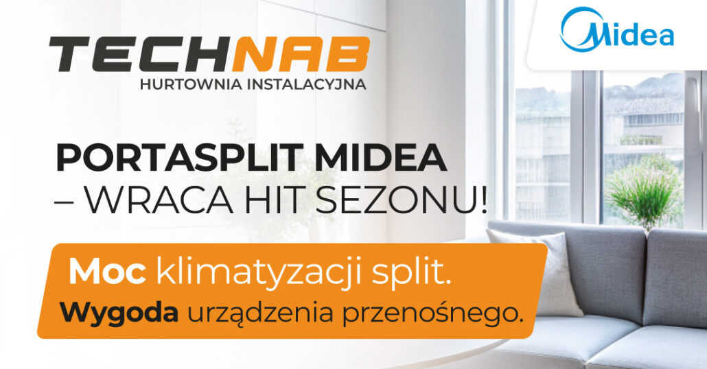 PortaSplit 3,5 kW od Midea ponownie w ofercie Technab - przenośna klimatyzacja w standardzie split