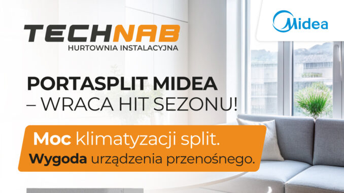 PortaSplit 3,5 kW od Midea ponownie w ofercie Technab - przenośna klimatyzacja w standardzie split